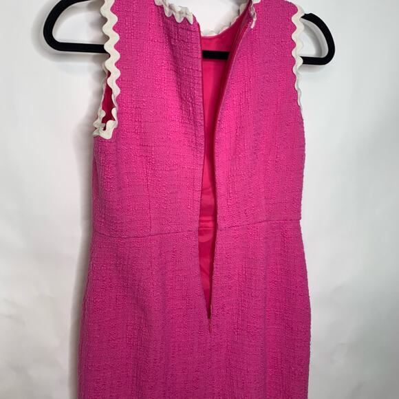 J Crew Shift Dress Pink Boucle Cotton Rick Rack Trim Sz 4P - Picture 14 of 14